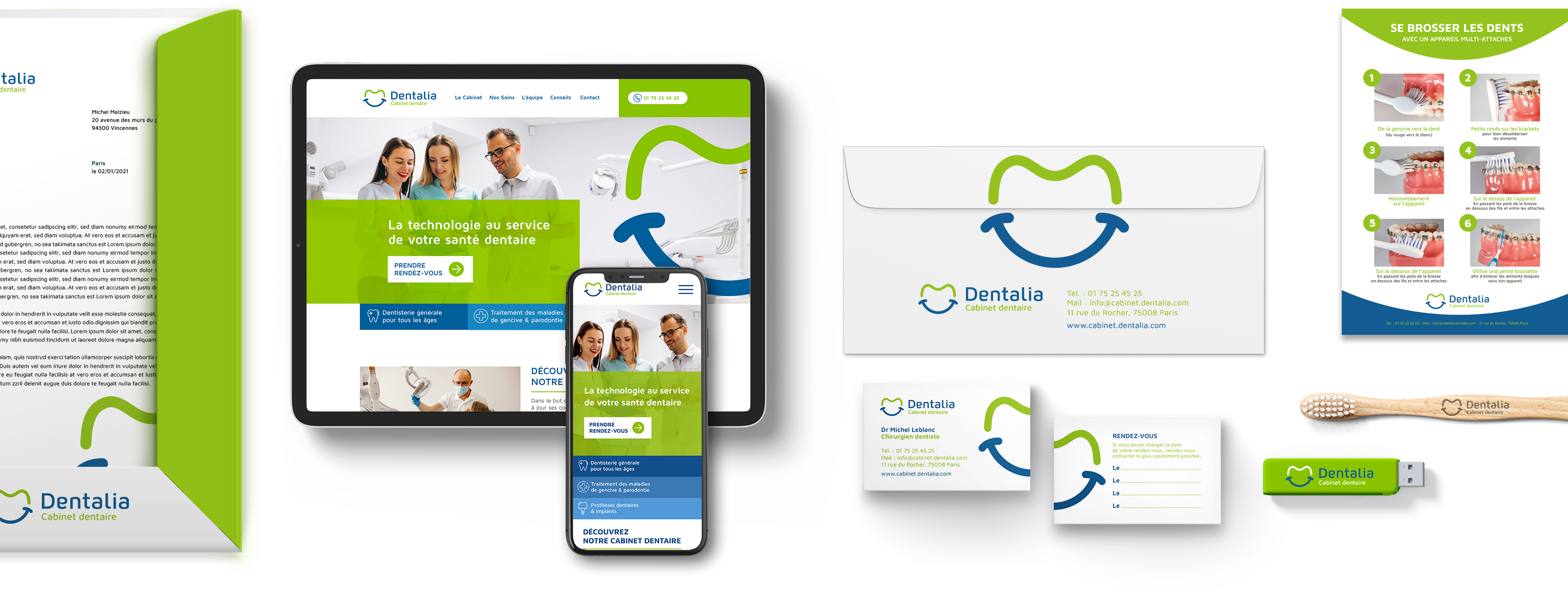 Création de logo, site web, chemise, plaque professionnelle pour dentistes et orthodentistes